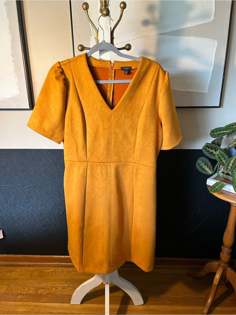 Ann Taylor Factory Mustard Yellow Velvet Dress
